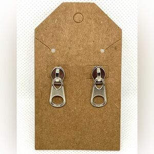 Silver Zipper Pull Earrings